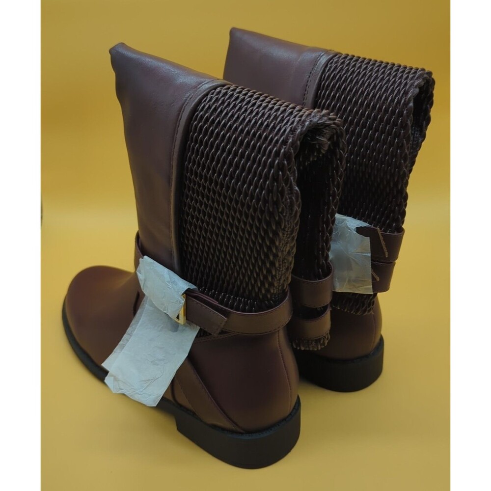 Shoe Dazzle Tessa Textured Flat Boot Women’s Sz 9.5 Bordeaux Riding Boot - Picture 3 of 15